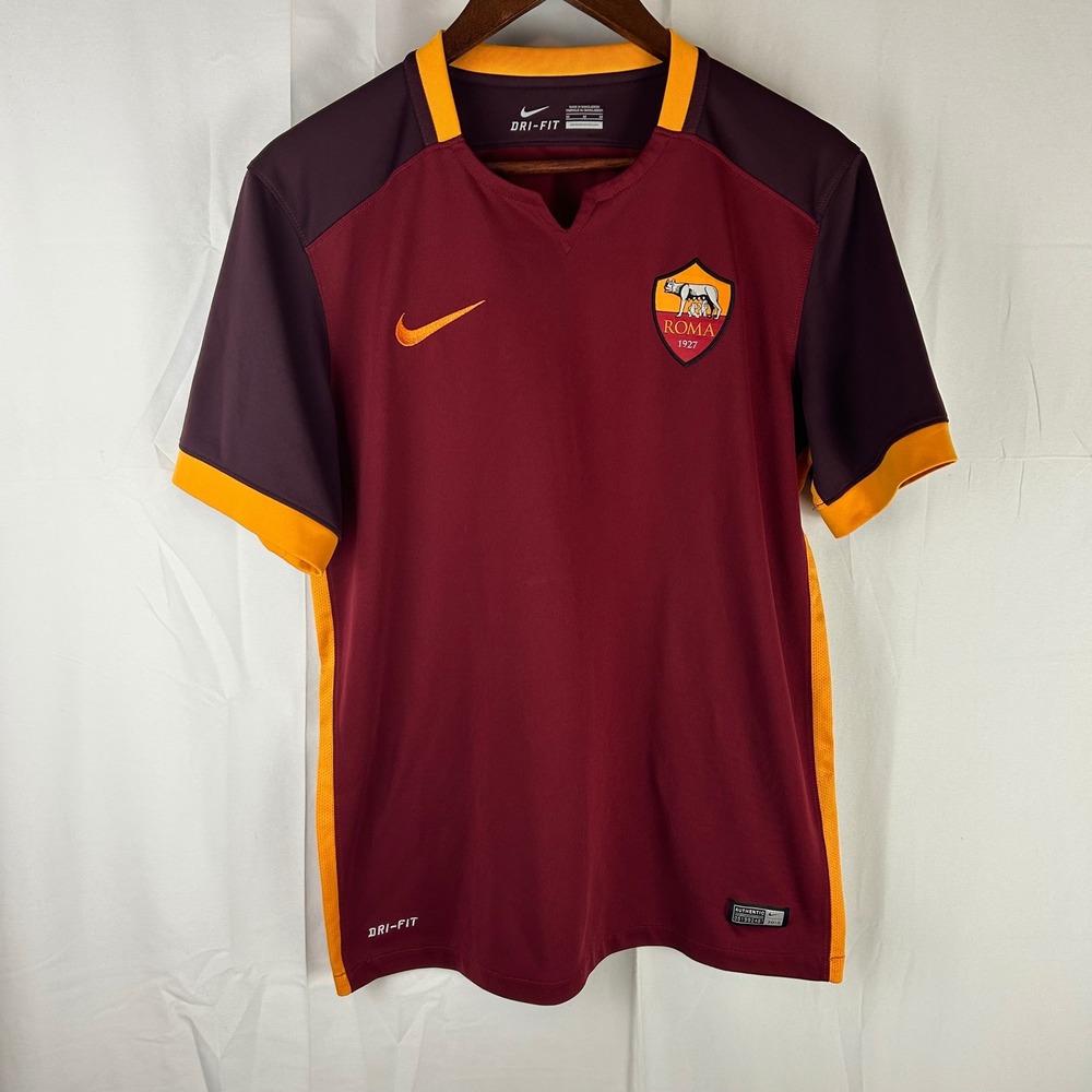 Nike AS Roma Men's Maroon and Gold Jersey